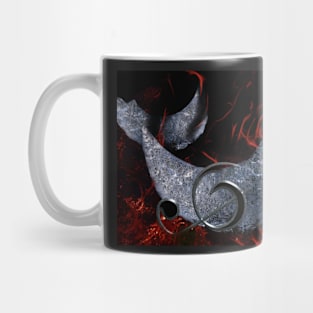 Ice Silver Treble Clef On Red Fiery Background Mug